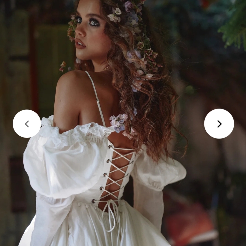 Selkie White Off-Shoulder Wedding Dress - Picture 3 of 5
